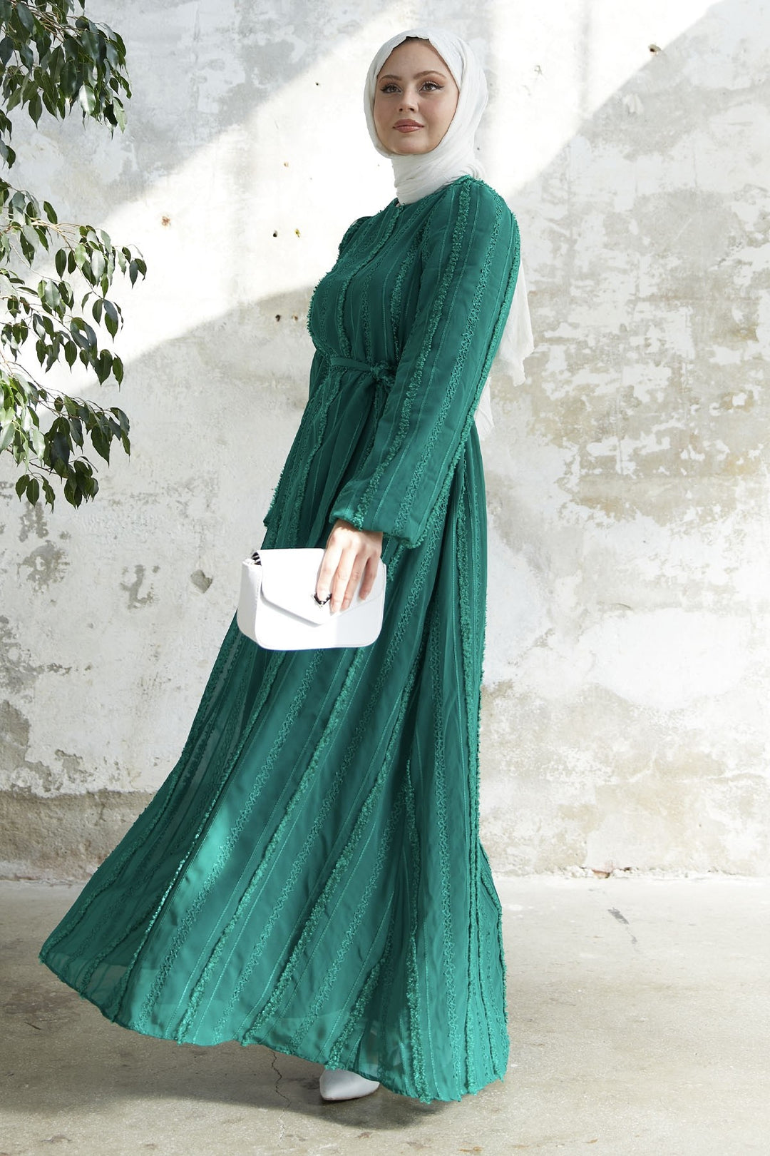 MDS Women Full-Length Chiffon Dress - Emerald Green - Las Delicias