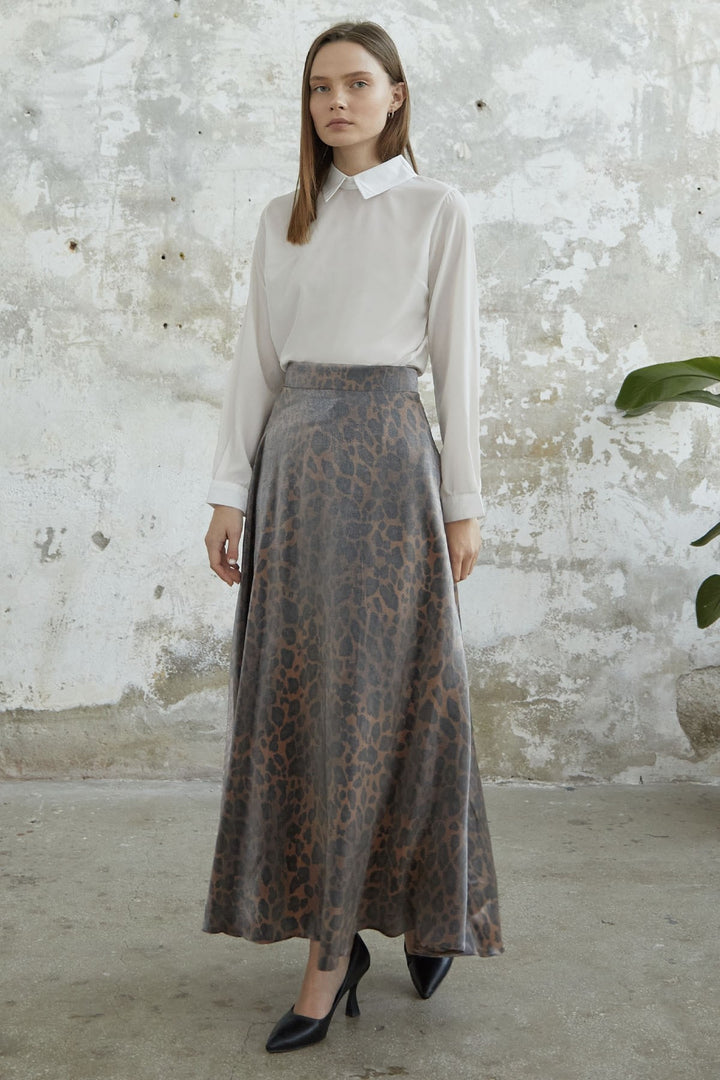 MDS Women Bright Tulle Patterned Viscose Skirt - Brown - Ridderkerk