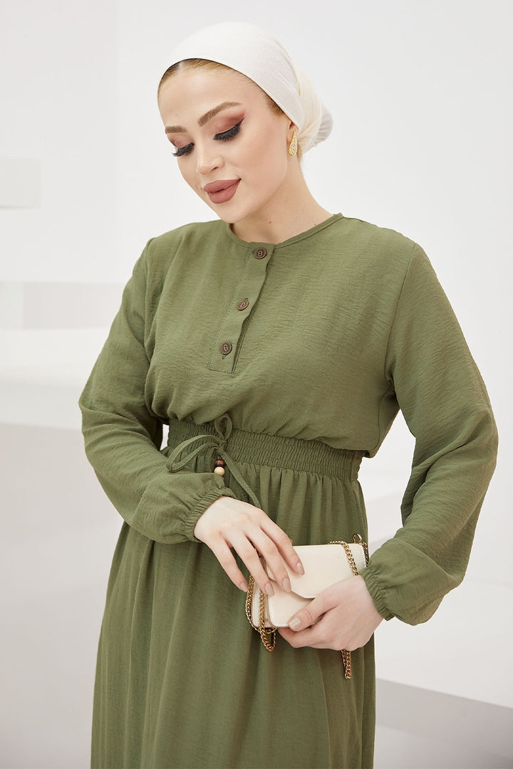 MDS Women Tena Beli Elastic Waist Dress - Khaki - Xánthi