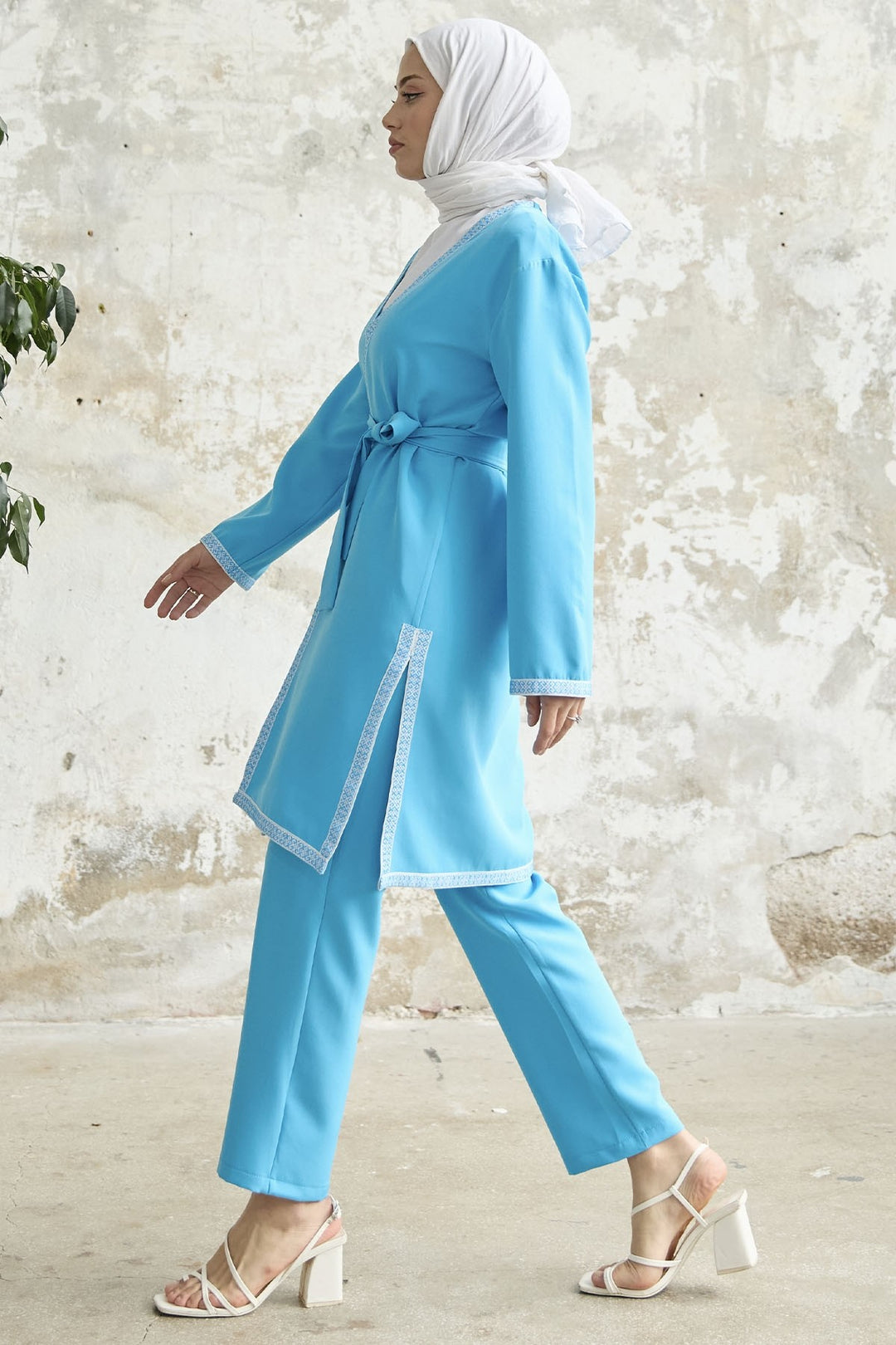 MDS Women Embroidered Patterned Kimono Set - Blue - Arroyomolinos