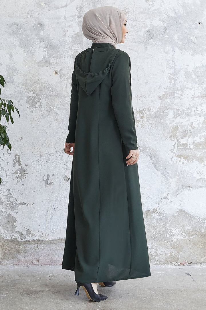 MDS Women Elena Beli Detail Hooded Abaya - Khaki - Jurupa Valley