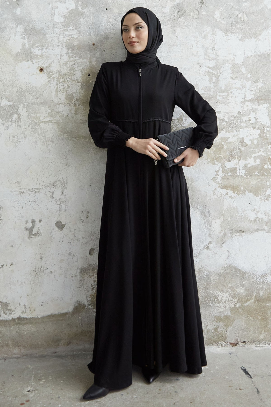 MDS Women Lace Crepe Mevlana Cloak - Black - Birkenhead