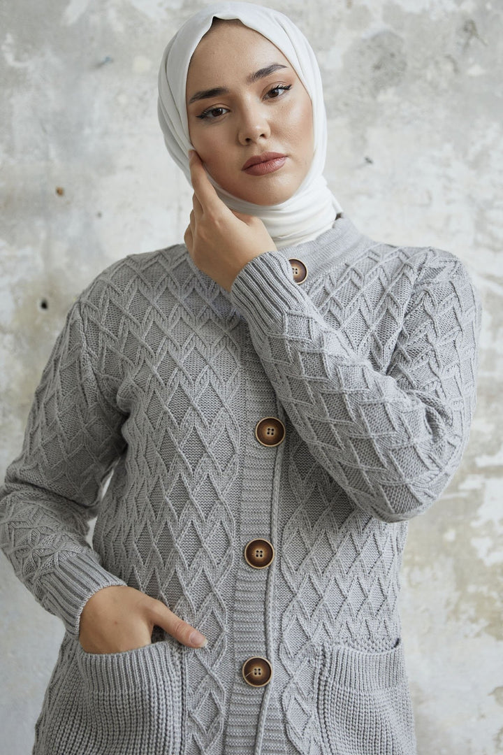 MDS Women Mosya Pocketed Buttoned Cardigan - Gray - Imperia