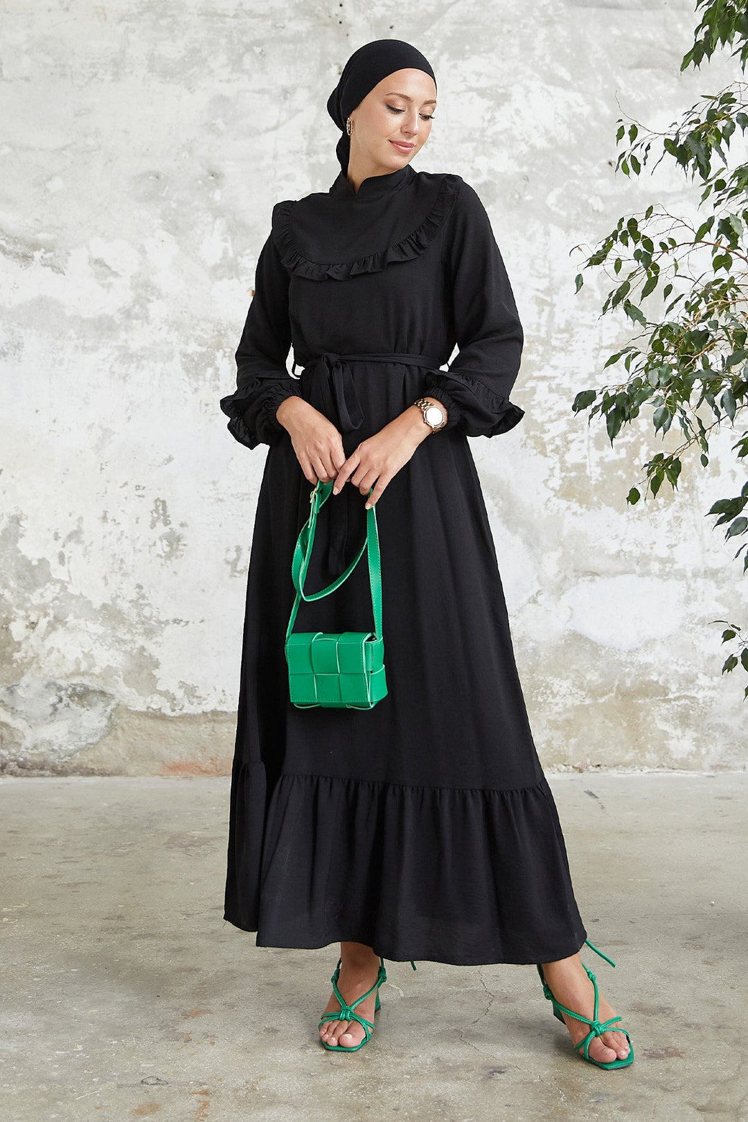 MDS Women Cindy Frill Trimmed Dress - Black - Perpignan