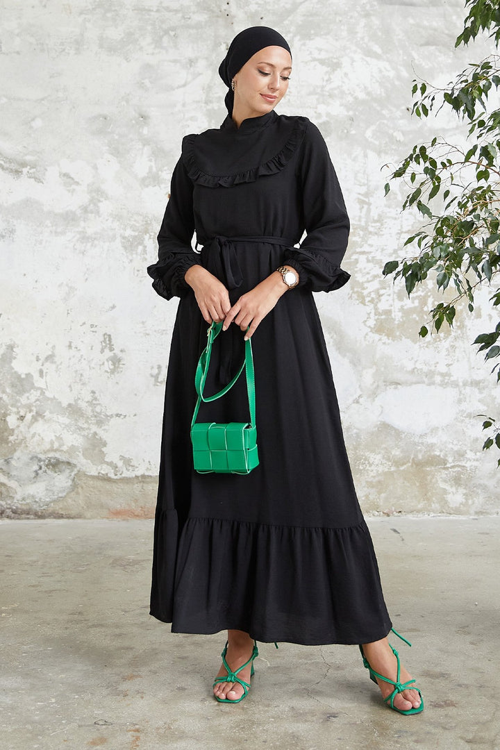 MDS Women Cindy Frill Trimmed Dress - Black - Perpignan