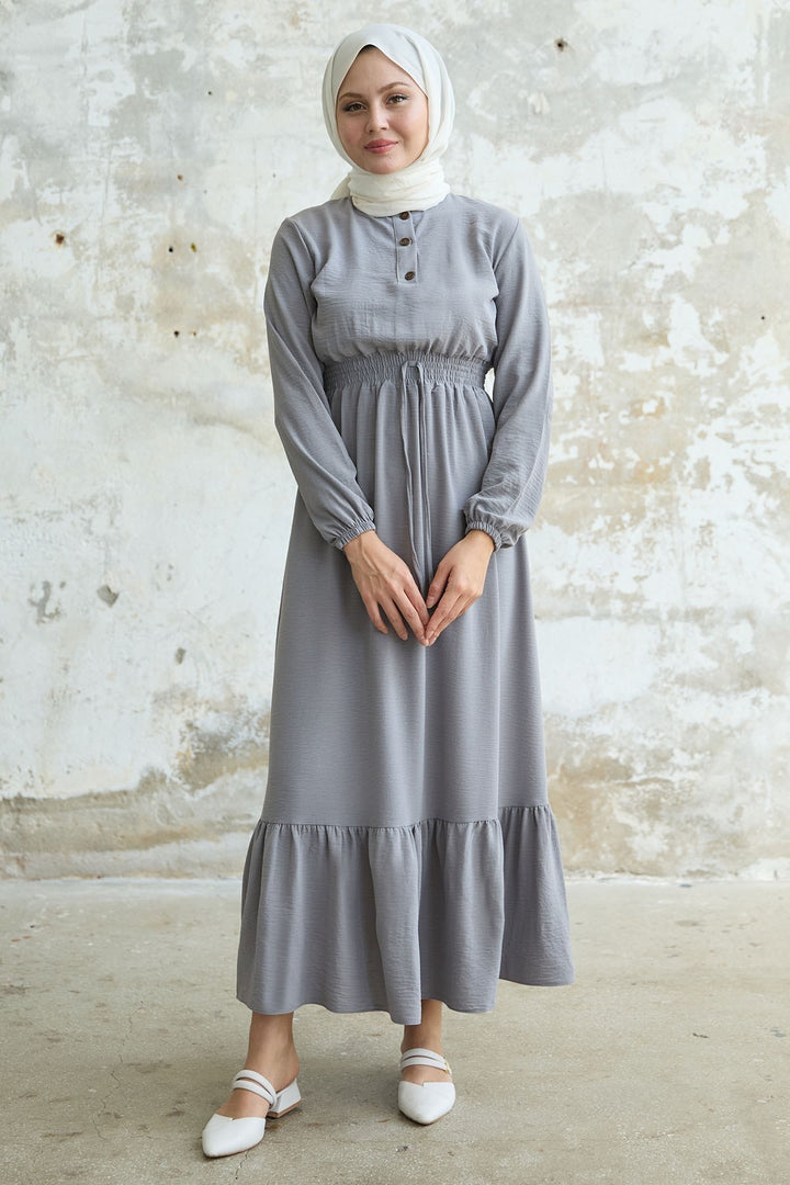 MDS Women Tena Belly Elastic Waist Dress - Gray - Palmdale