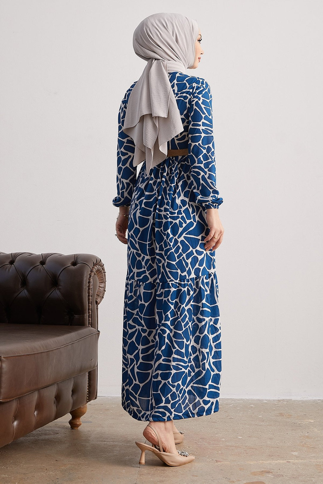 MDS Women Else Stone Patterned Straw Belted Dress - Indigo - Chur