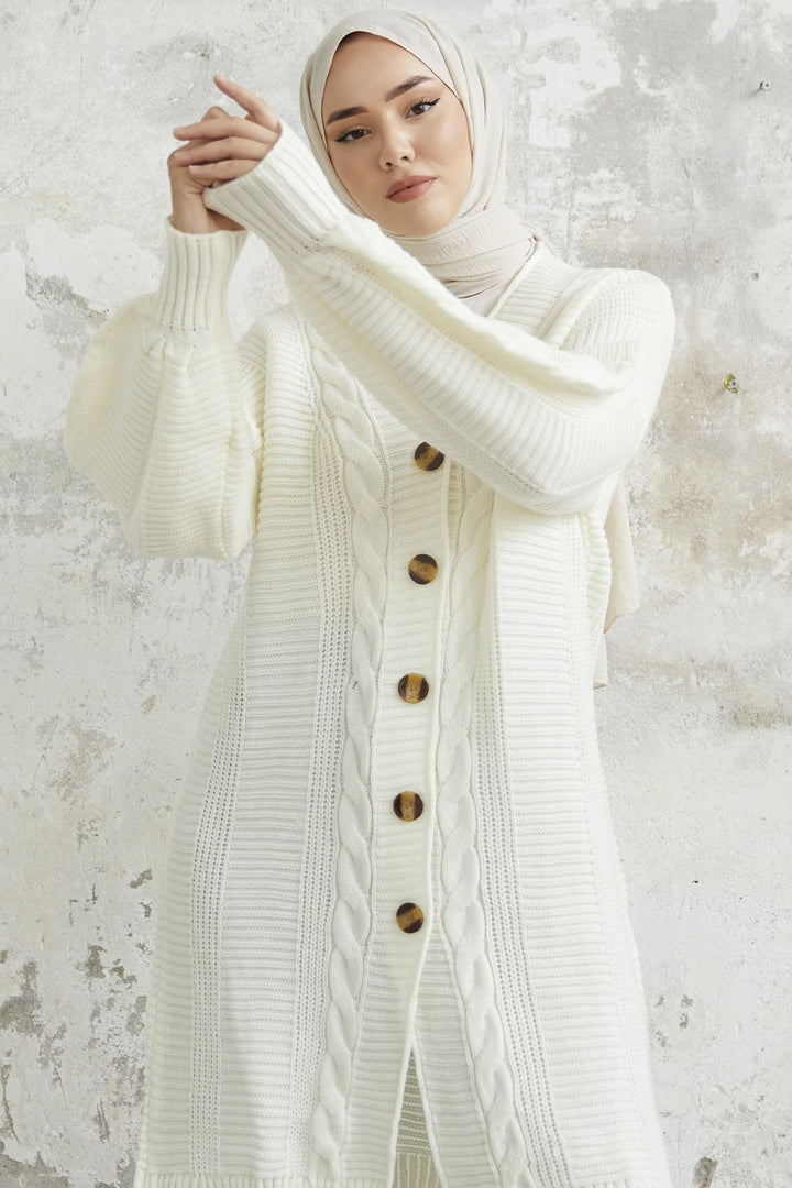 MDS Women Evia Buttoned Knit Cardigan - White - Lauderdale Lakes