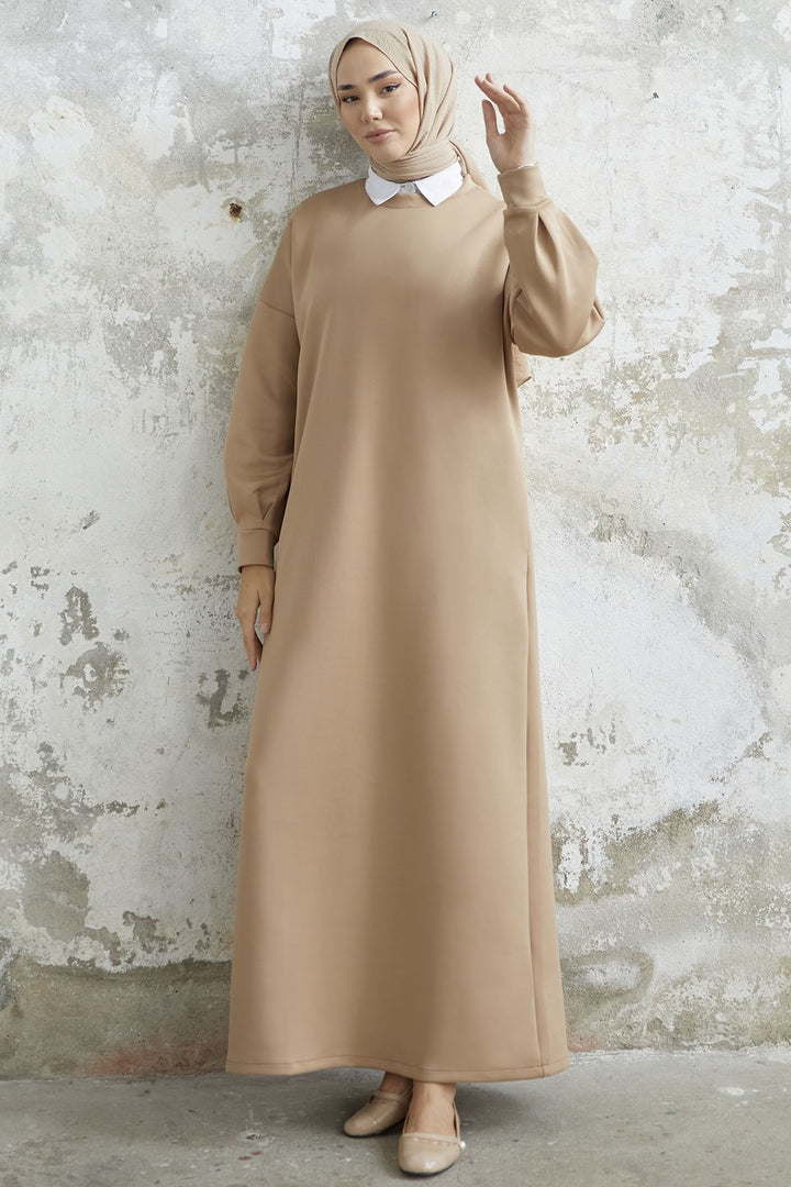 MDS Women Nevra Pocketed Scuba Dress - Beige - Fullerton