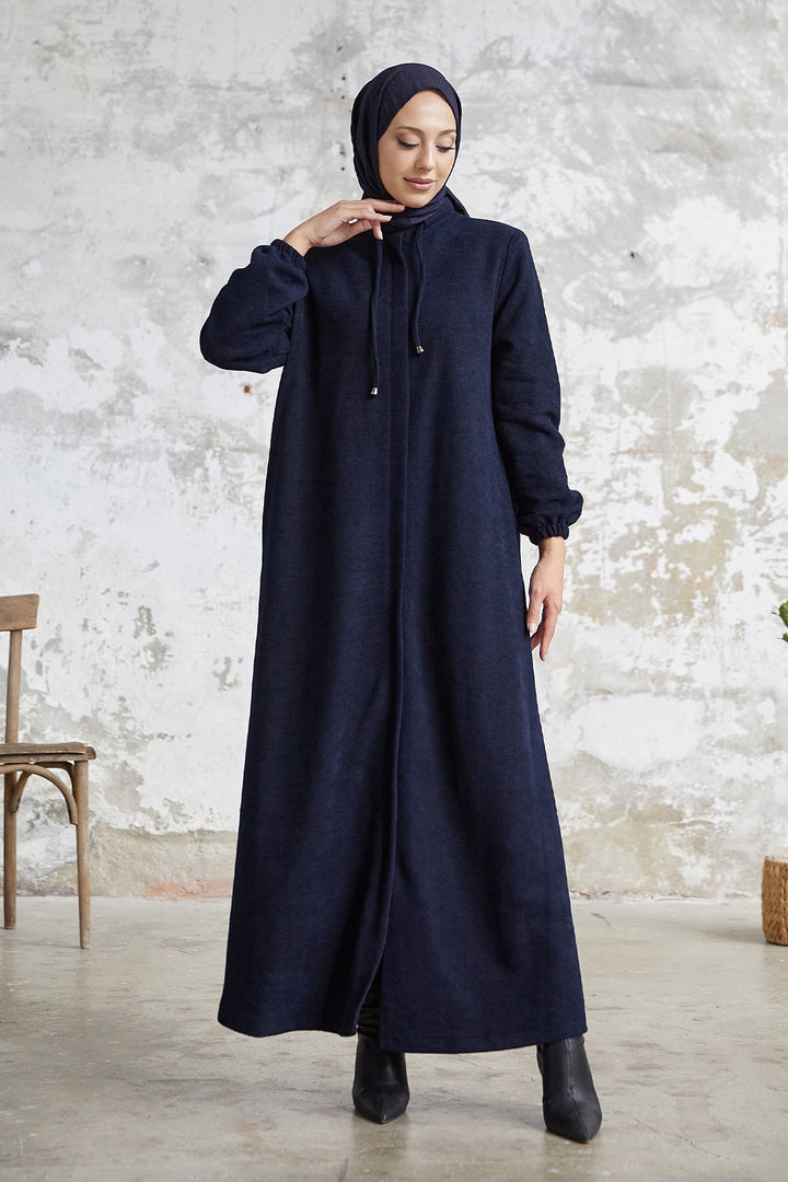 MDS Women Levina Secret Snap Abaya - Navy Blue - Montclair