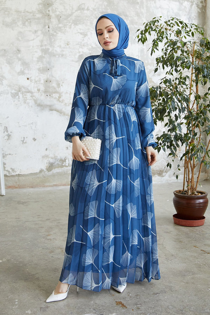 MDS Women Layla Patterned Chiffon Dress - Indigo - Gateshead