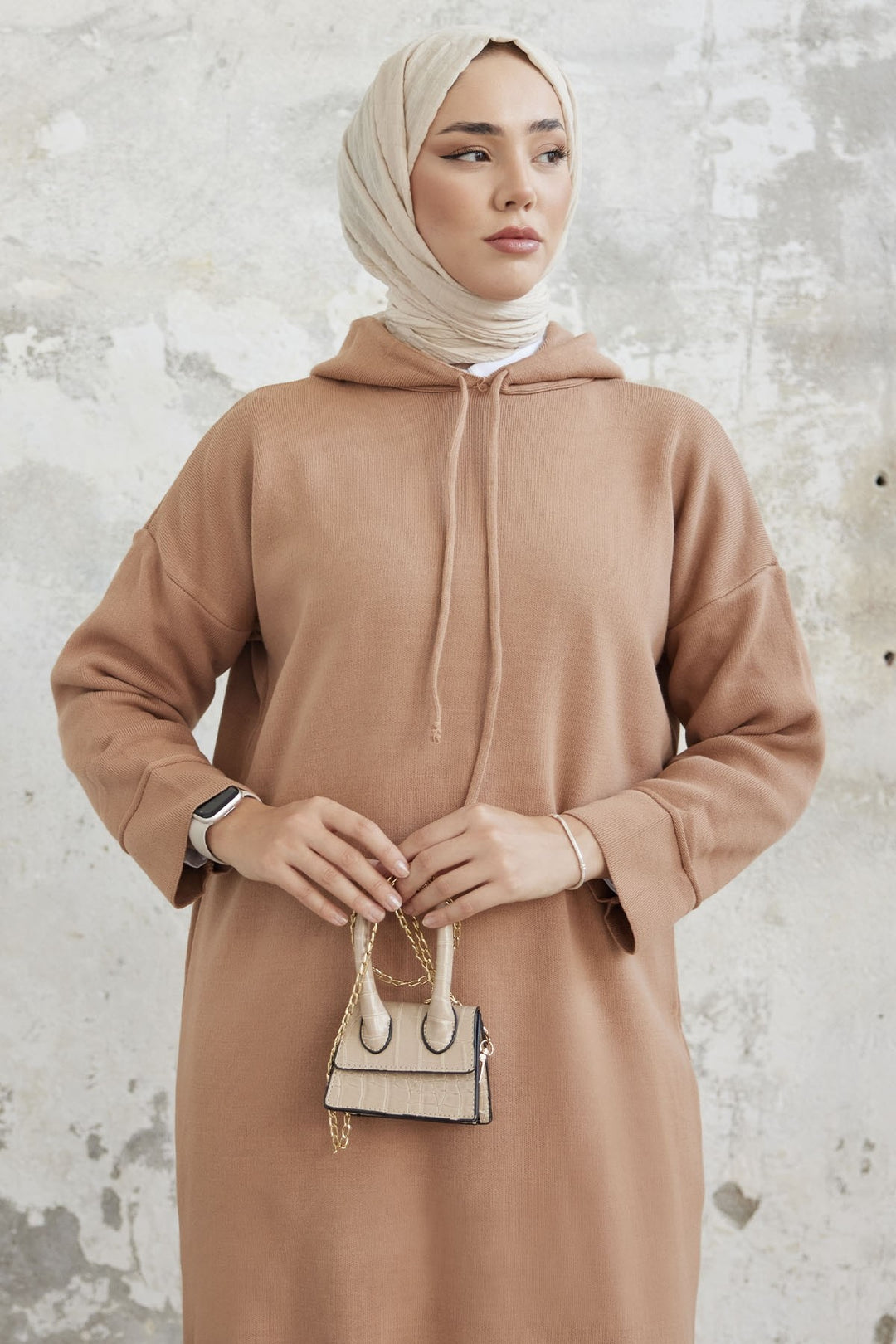 MDS Women Ivona Hooded Knit Dress - Camel - Ramsgate