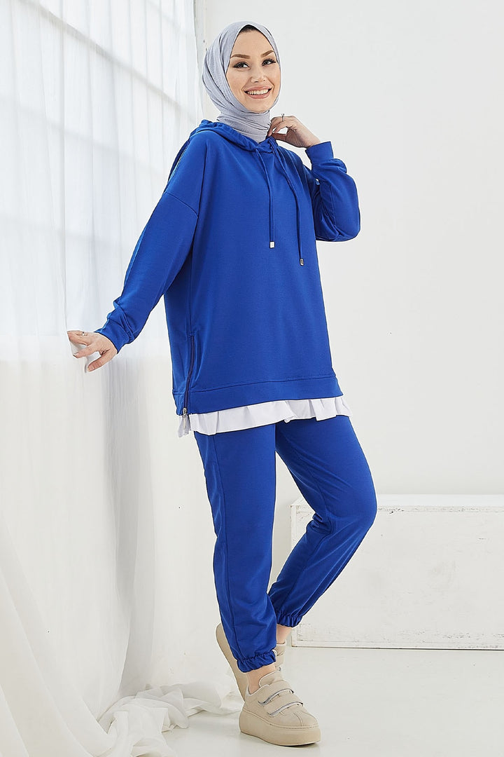 MDS Women Losya Sides Zippered Hooded Two-Piece Set - Sky Blue - Bartlett