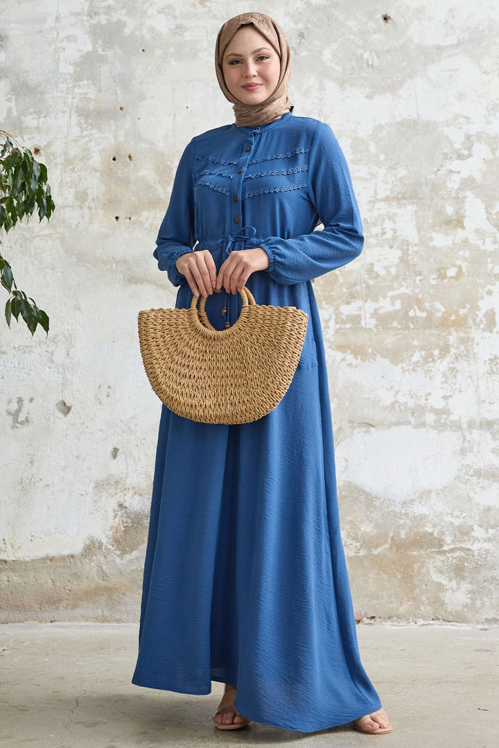 MDS Women Lace Detail Indigo Ayrobin Dress - Ajaccio