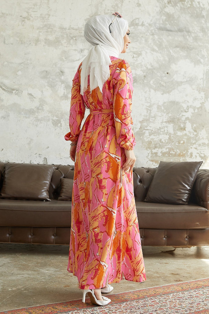 MDS Women Lerina Marbled Belted Dress - Orange - Pavlohrad
