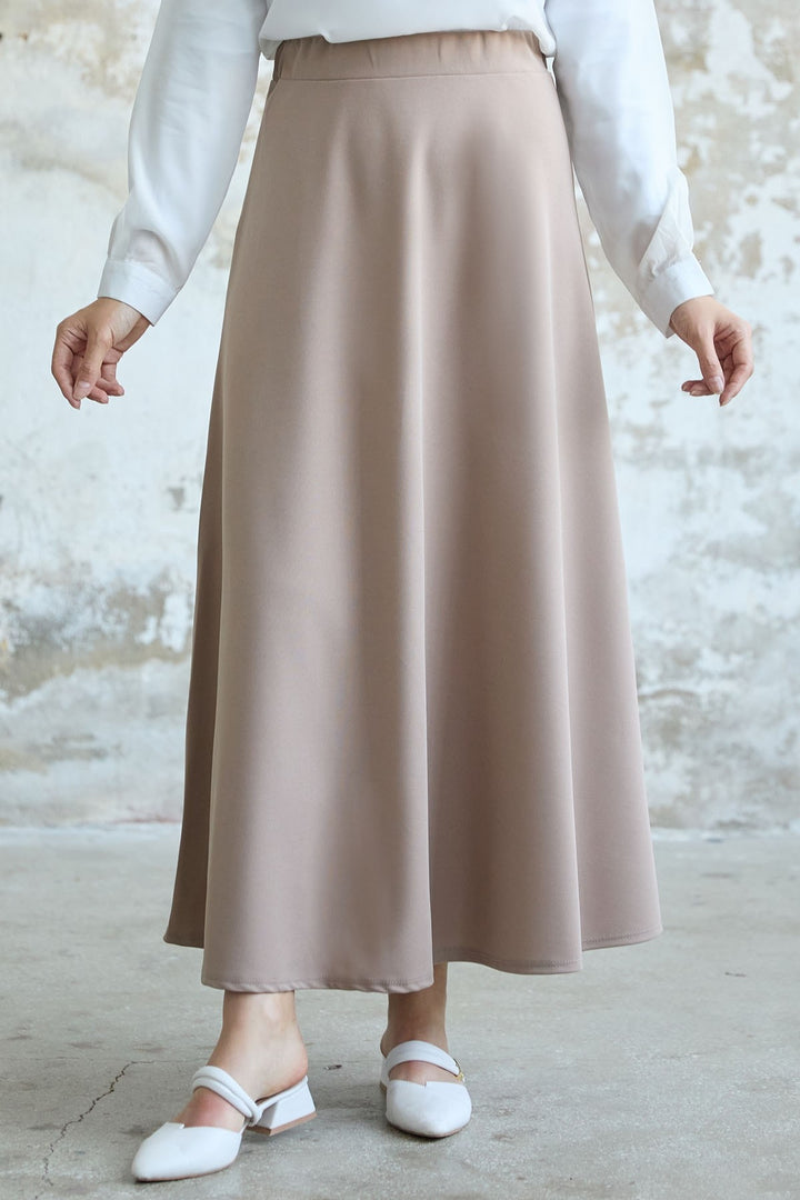 MDS Women Double Knit Fabric Skirt - Beige - Arcadia