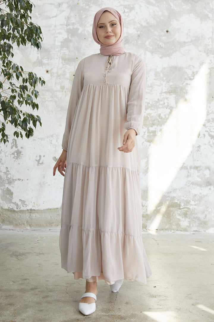MDS Women Lace-Up Yoryo Chiffon Dress - Dusty Pink - Valongo