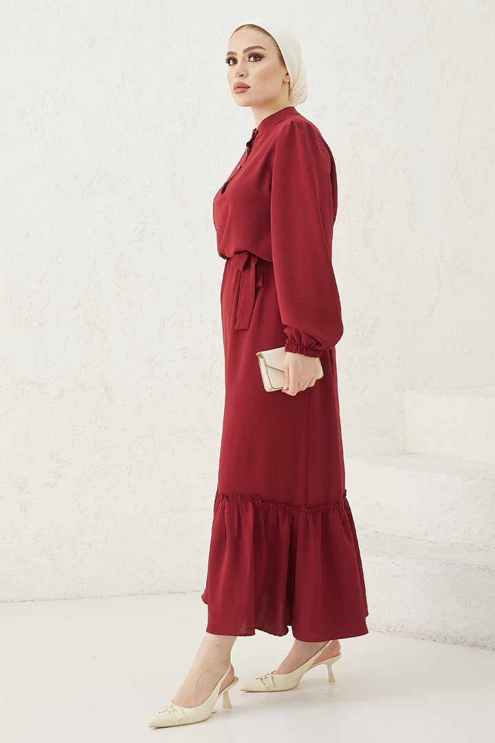 MDS Women Meyra Buttoned A-line Dress - Burgundy - Foothill Farms