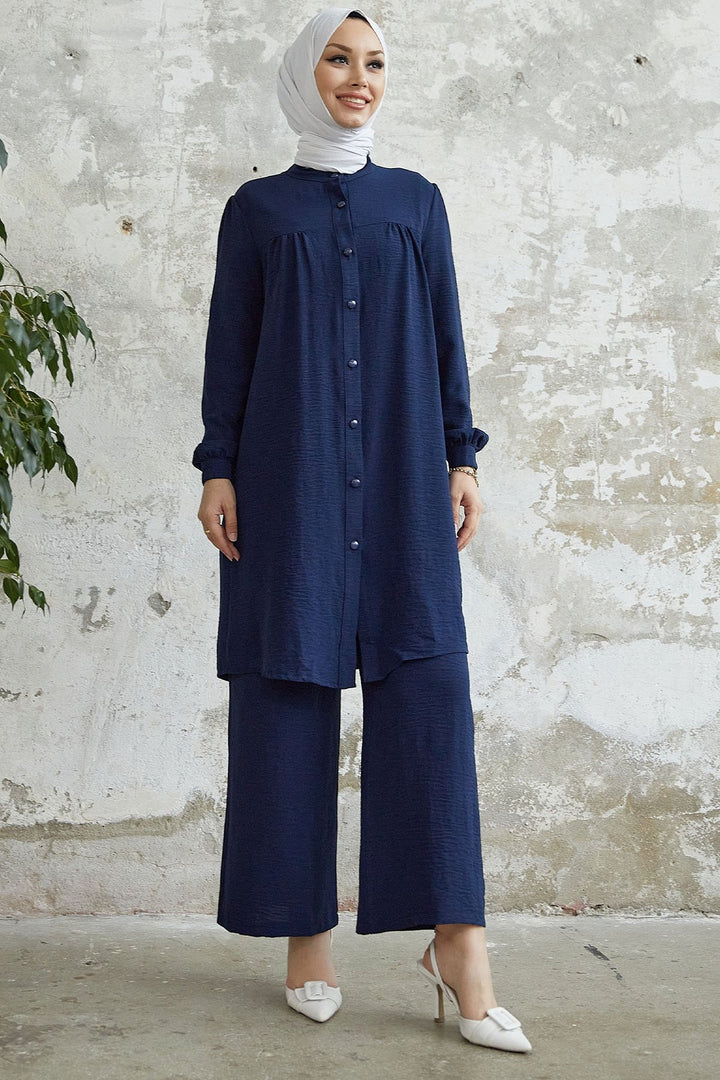 MDS Women Arfa Ayrobin Buttoned Casual Suit - Dark Blue - Kirkland
