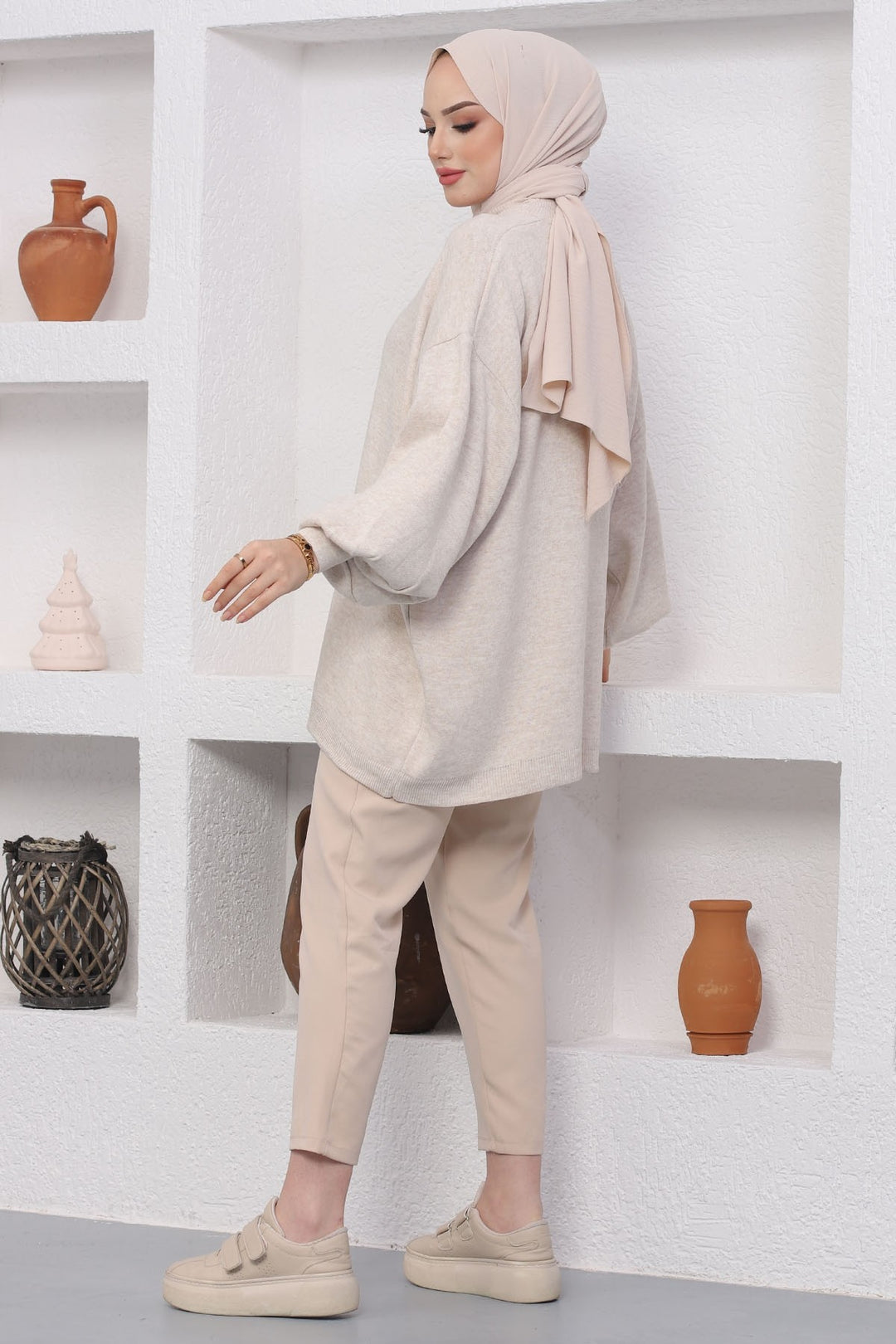 MDS Women Sara Zippered Knit Tunic - Ecru - Macuspana