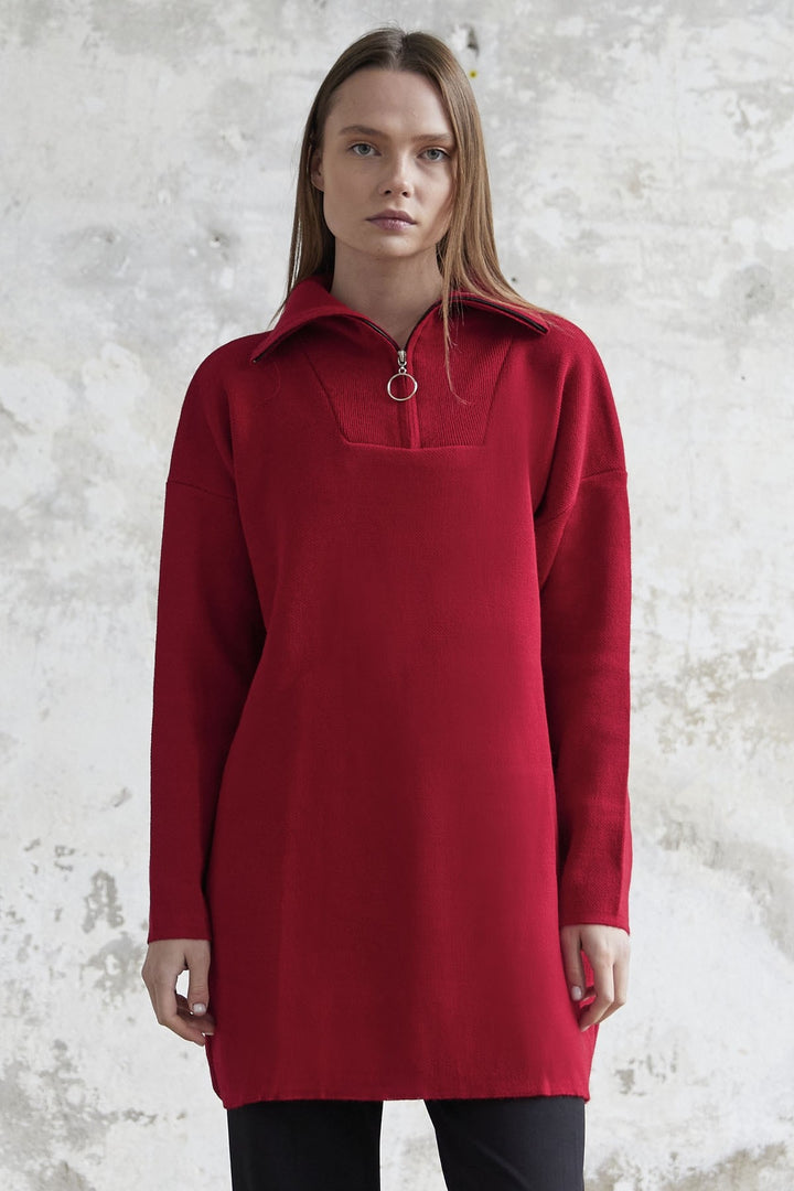 MDS Women Remy Zippered Sweater - Red - Fort Smith