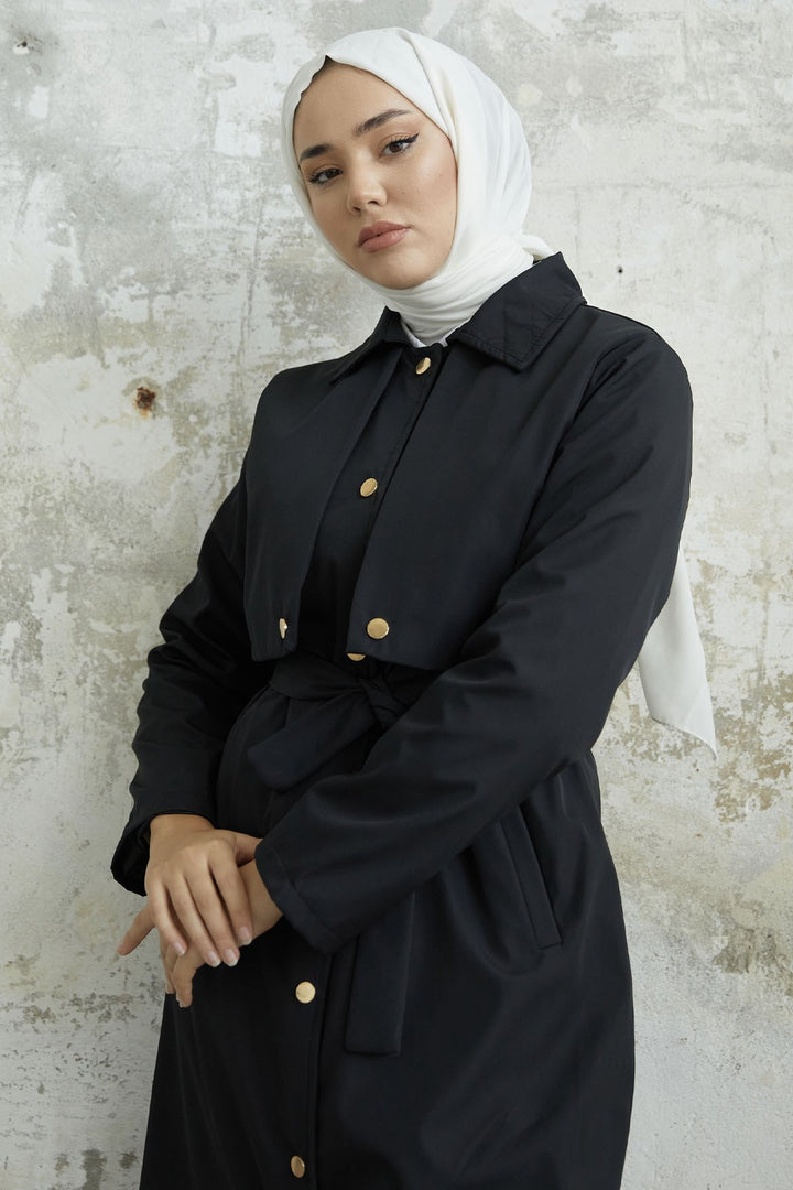 MDS Women Nalyes Belted Trench Coat - Black - Mooresville