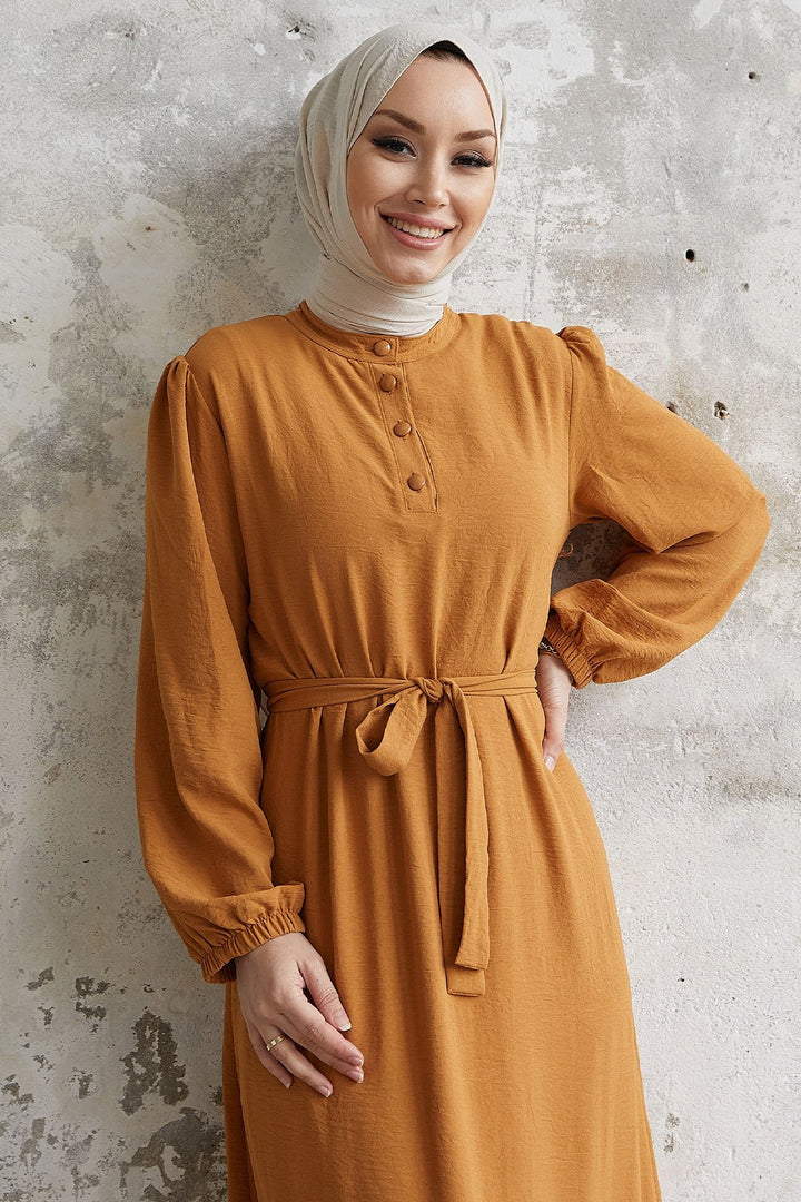 MDS Women Meyra Buttoned A-line Dress - Mustard - Mission