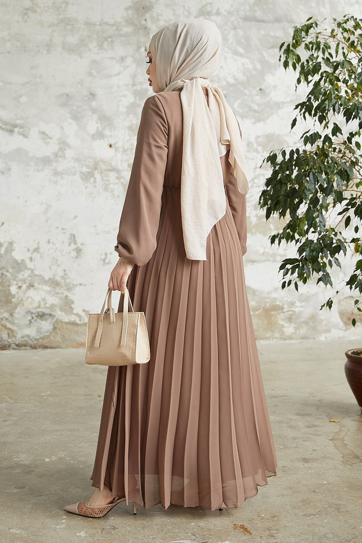 MDS Women Pleated Limelda Chiffon Dress - Beige - Échirolles