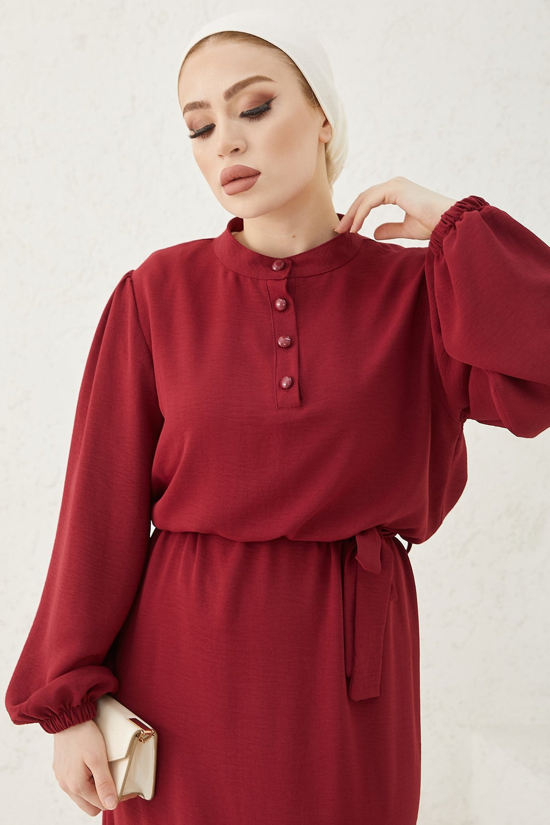 MDS Women Meyra Buttoned A-line Dress - Burgundy - Foothill Farms