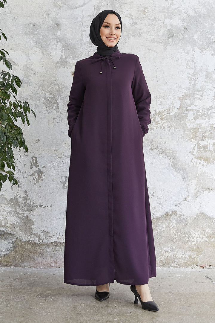 MDS Women Tied Lace Hidden Snap Coat - Purple - Andover