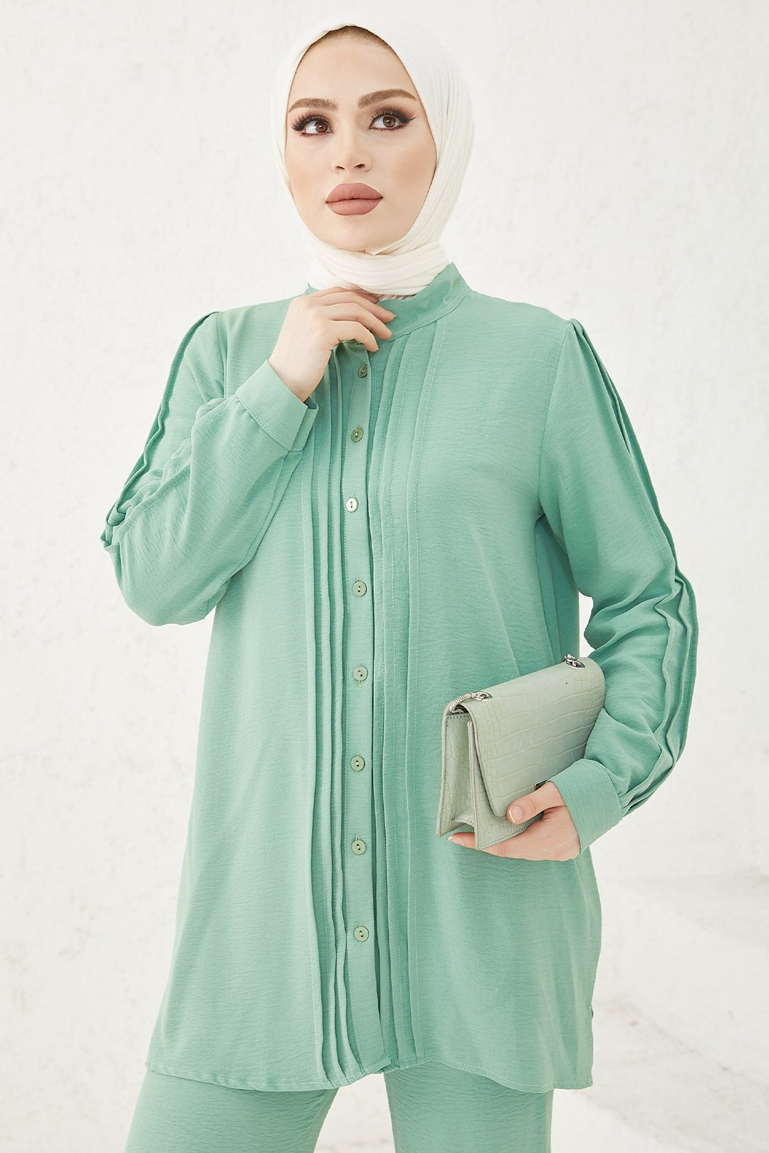 MDS Women Arm Pile Nerved Ayrobin Two Piece Set - Mint - Johns Creek