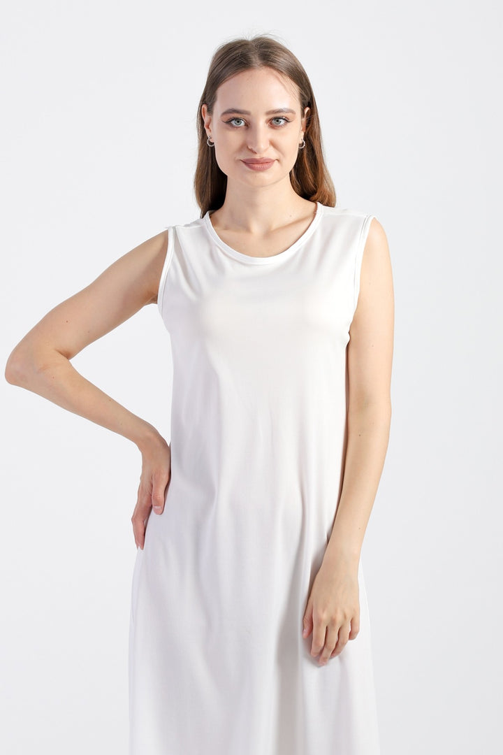 MDS Women Petticoat Lined Dress - White - Schorndorf