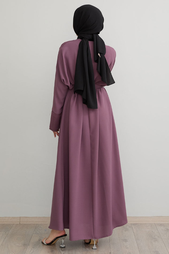 MDS Women Long Rose Dry Abaya with Pleated Detail - Wolfenbüttel