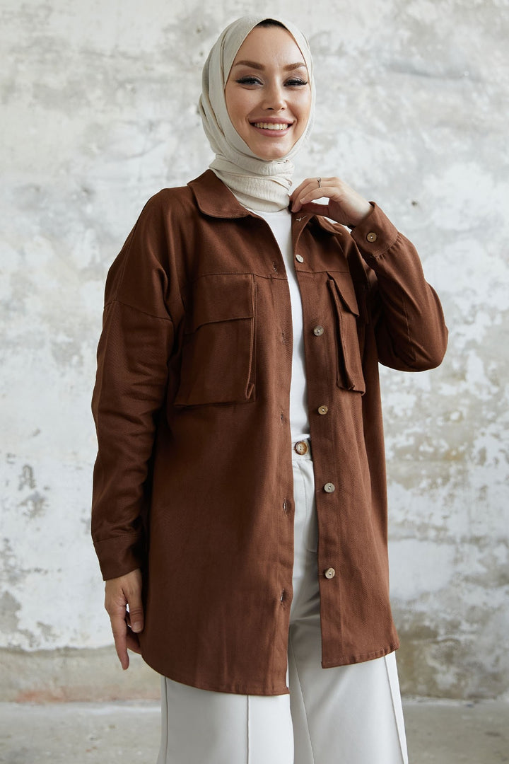 MDS Women Marley Tote Pocket Detail Jacket - Bitter coffee - Kendall West