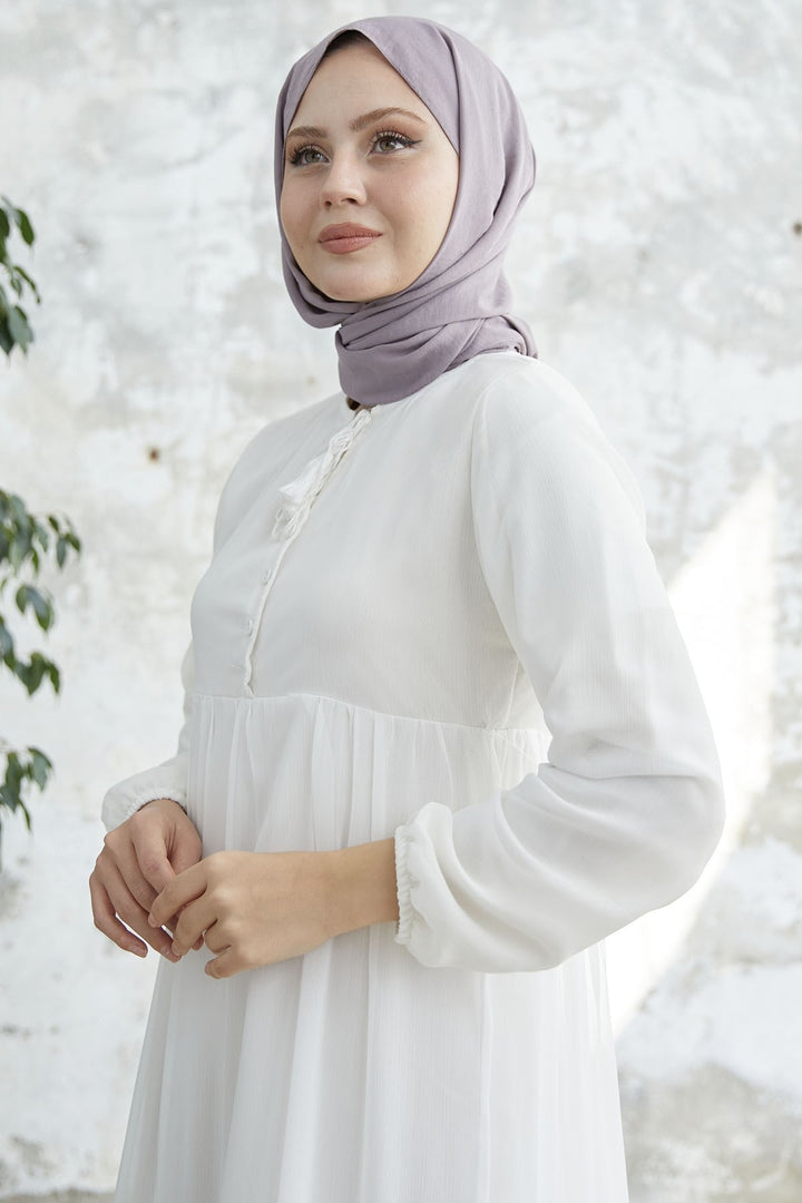MDS Women Lace-Up Yoryo Chiffon Dress - White - Weimar