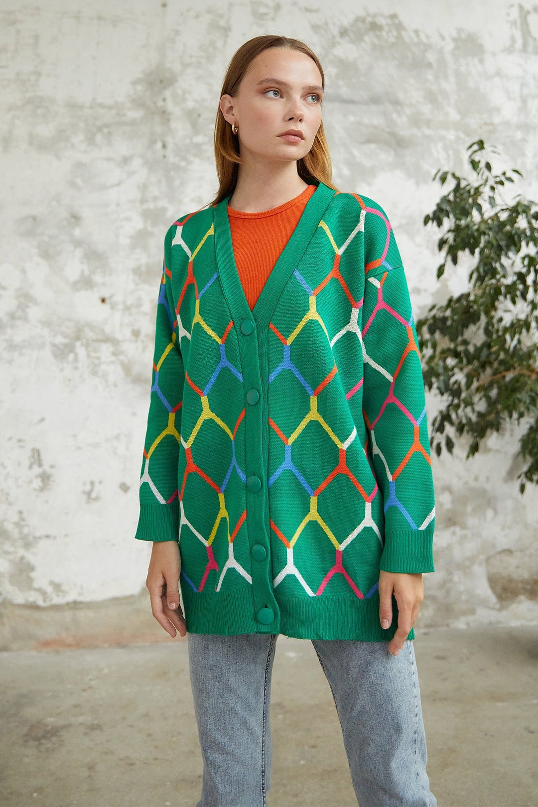 MDS Women Tera Patterned Knit Cardigan - Green - Springfield
