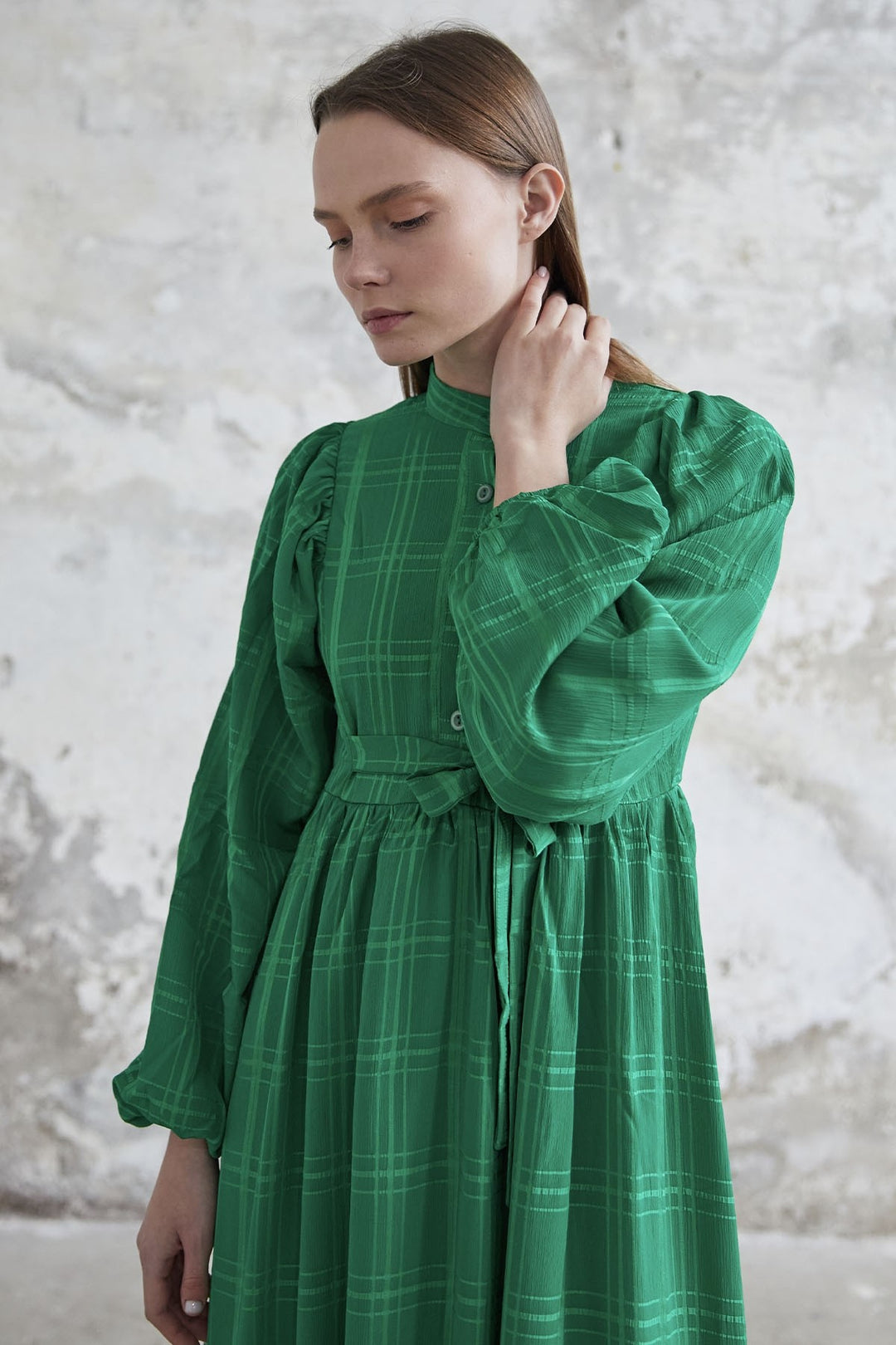 MDS Women Belted Patterned Dress - Green - Albano Laziale