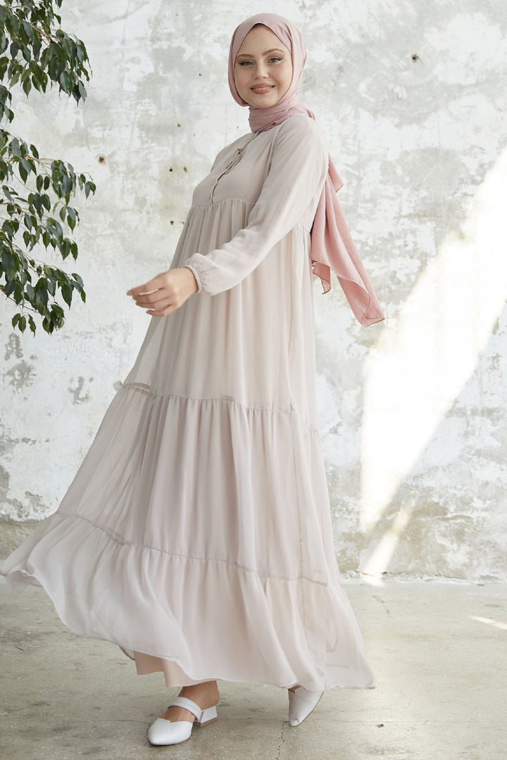 MDS Women Lace-Up Yoryo Chiffon Dress - Dusty Pink - Valongo