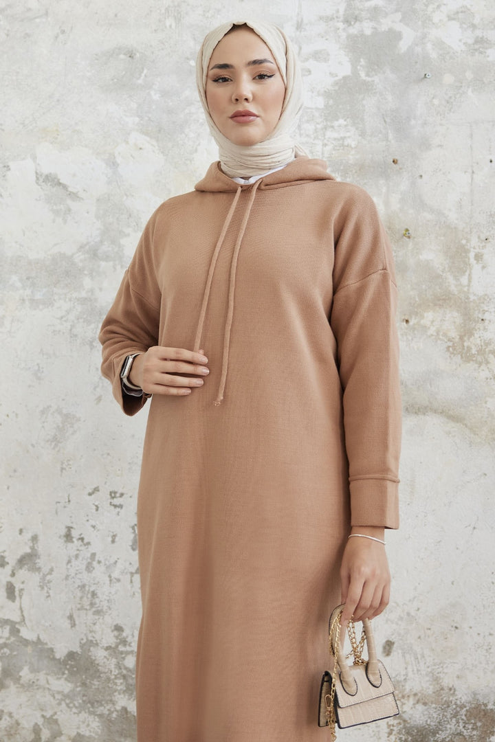 MDS Women Ivona Hooded Knit Dress - Camel - Ramsgate