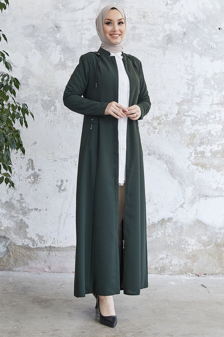 MDS Women Elena Beli Detail Hooded Abaya - Khaki - Jurupa Valley