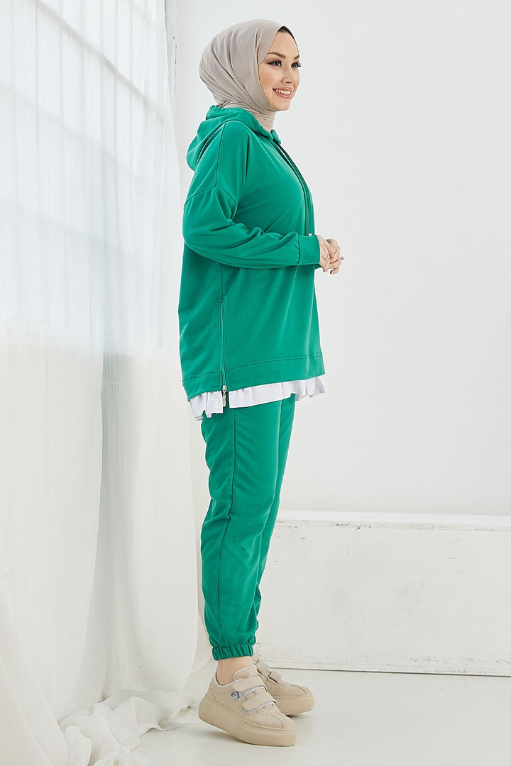 MDS Women Losya Sides Zippered Hooded Two-Piece Set - Emerald - Créteil