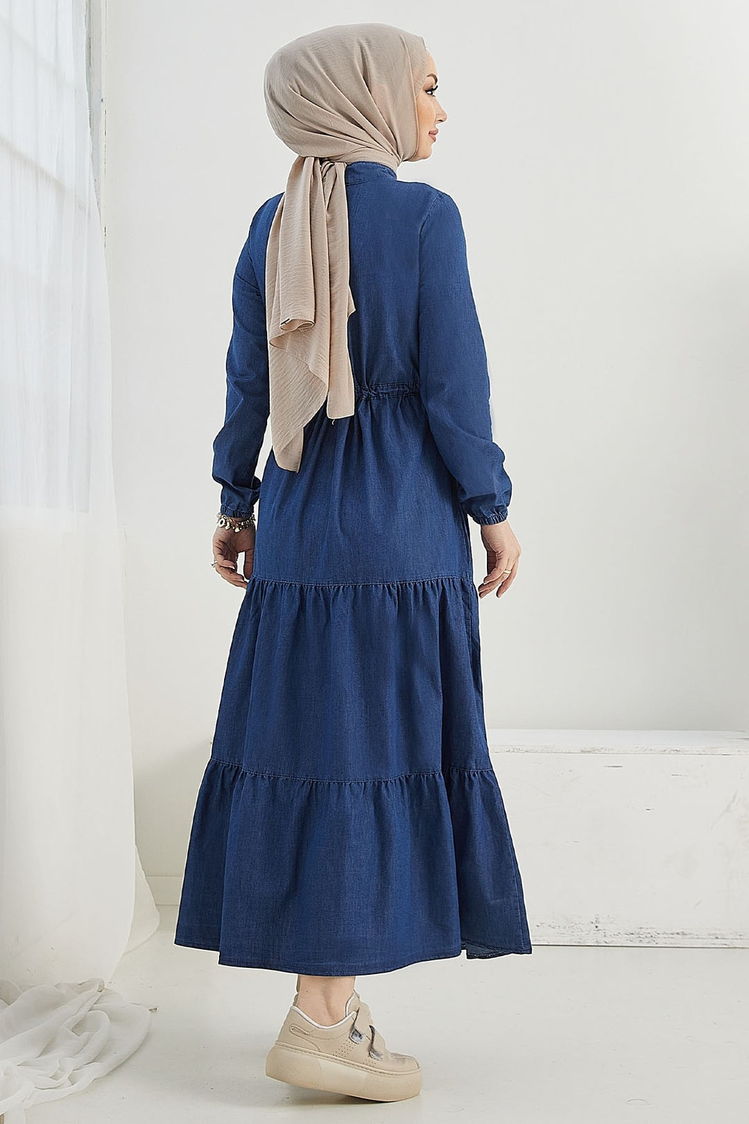 MDS Women Felen Frilly Detailed Denim Dress - Dark Blue - Pokrov