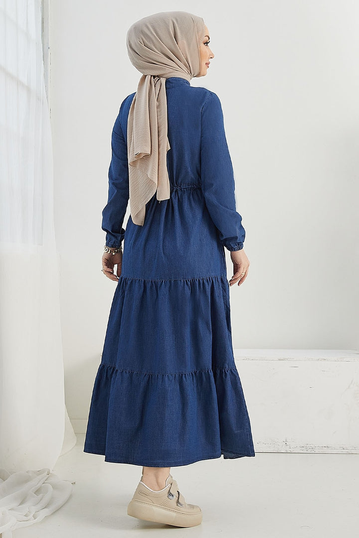 MDS Women Felen Frilly Detailed Denim Dress - Dark Blue - Pokrov