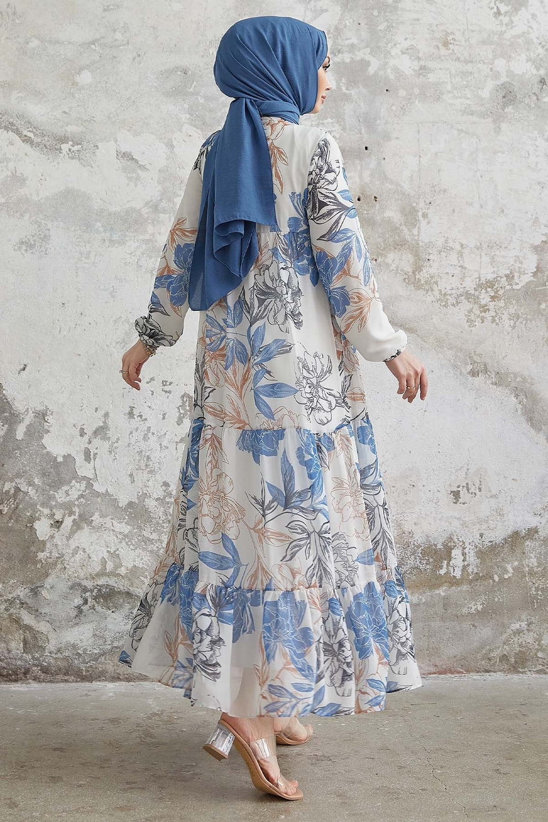 MDS Women Jalya Collar Buttoned Chiffon Dress - Blue - Sault Ste. Marie