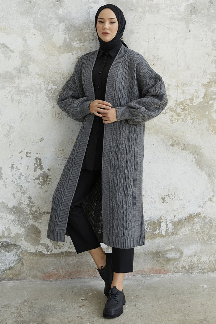 MDS Women Molly Chain Pattern Knit Cardigan - Anthracite - North Miami