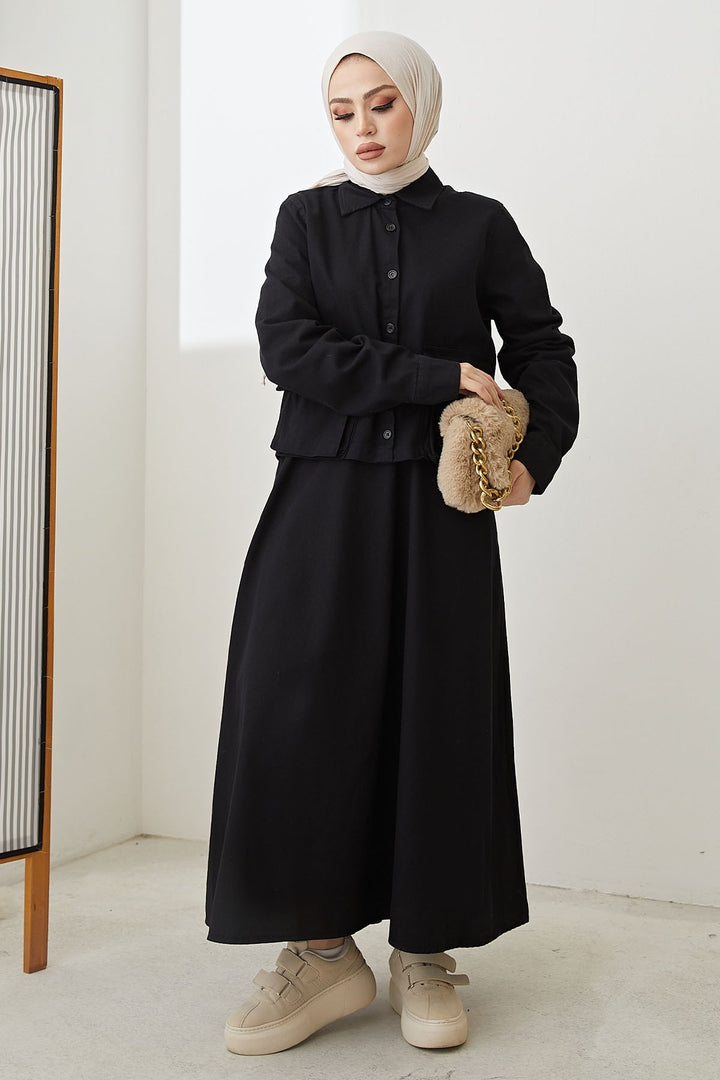 MDS Women Buttoned Elsa Linen Suit - Black - Swadlincote