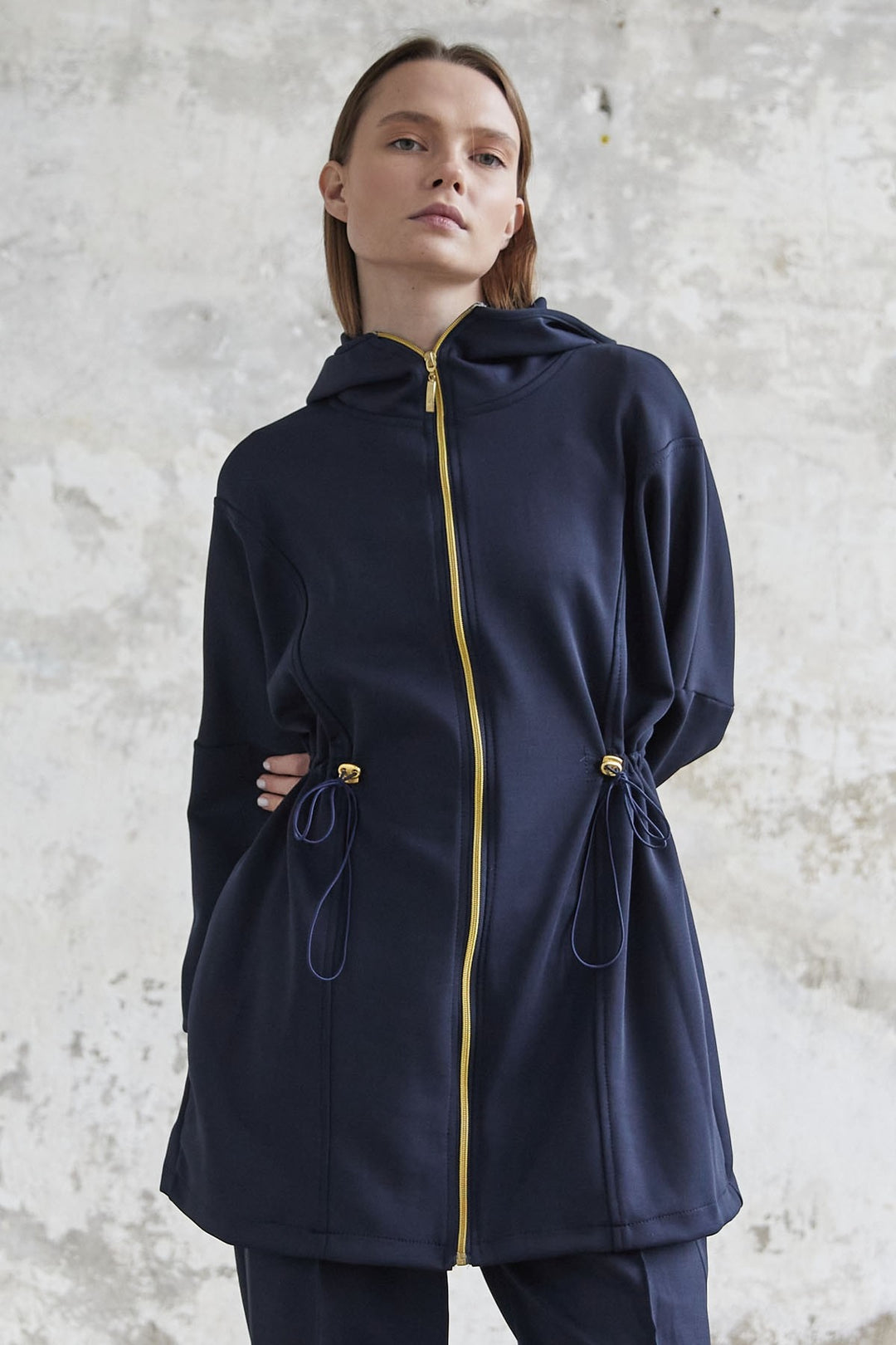 MDS Women Mior Zippered Tunnel Neck Scuba Set - Navy - Gainesville