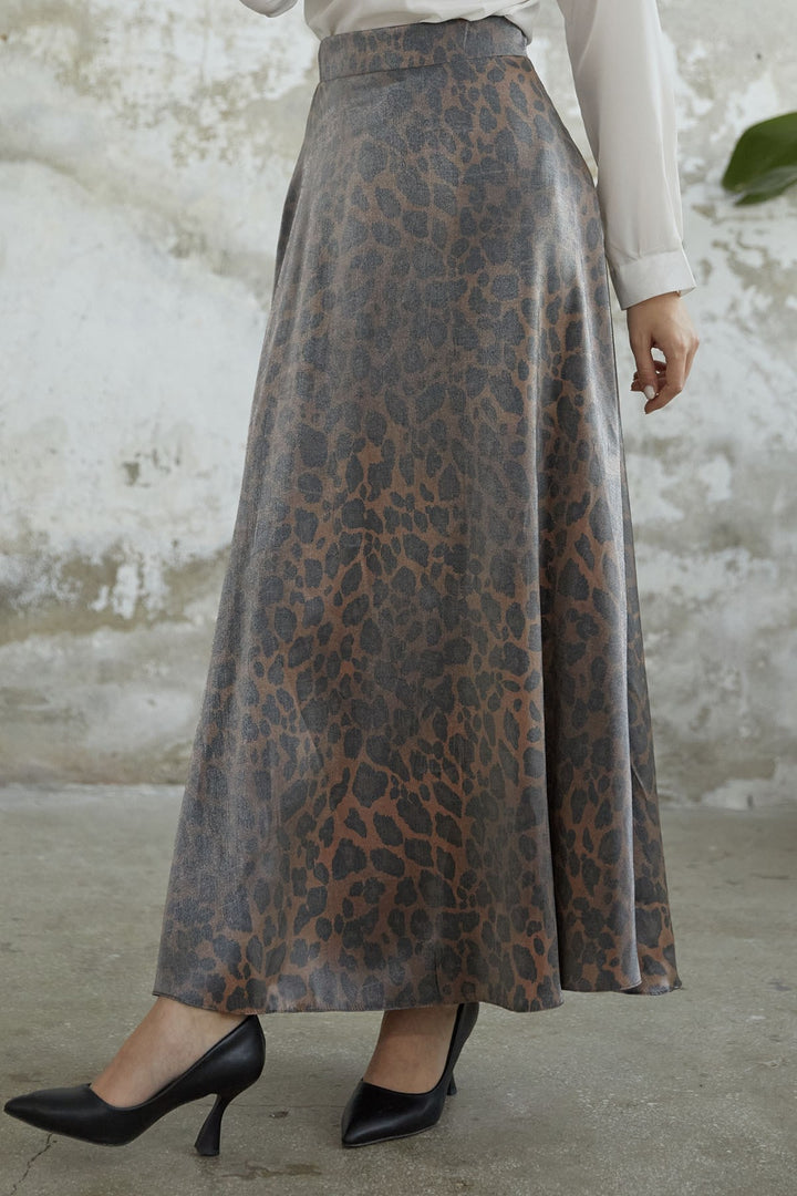 MDS Women Bright Tulle Patterned Viscose Skirt - Brown - Ridderkerk