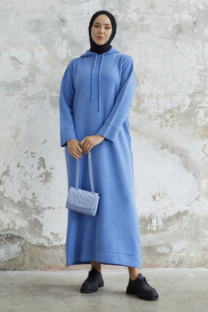 MDS Women Ivona Hooded Knit Dress - Blue - Leipzig