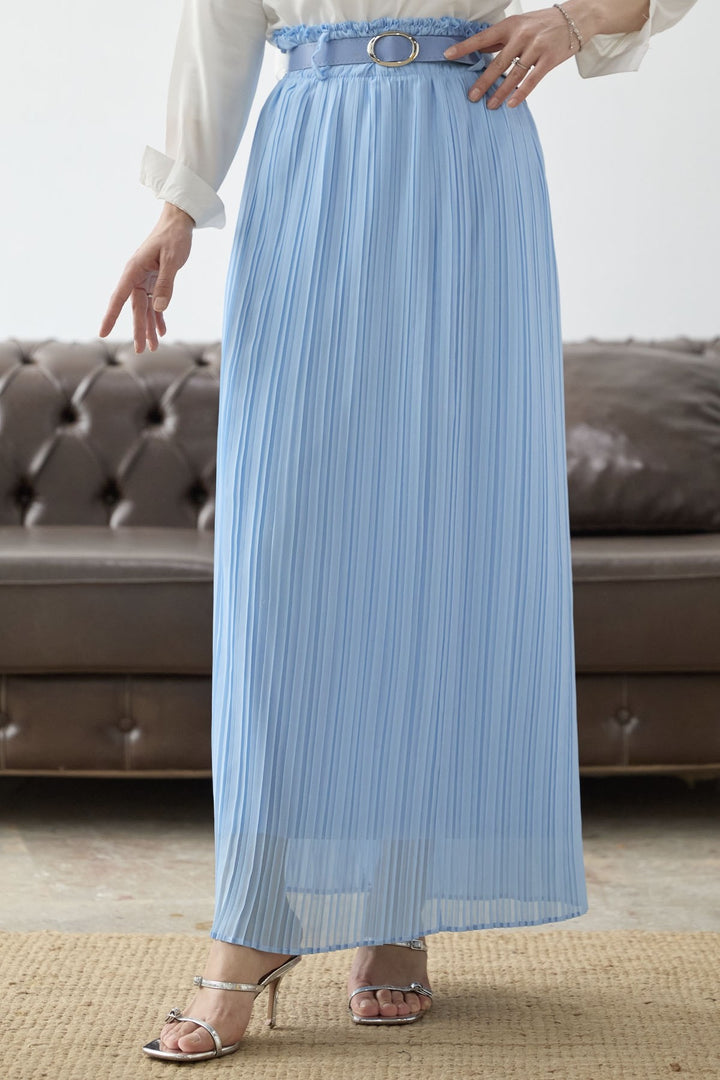 MDS Women Ruched Waist Chiffon Skirt - Baby Blue - Wolfenbüttel